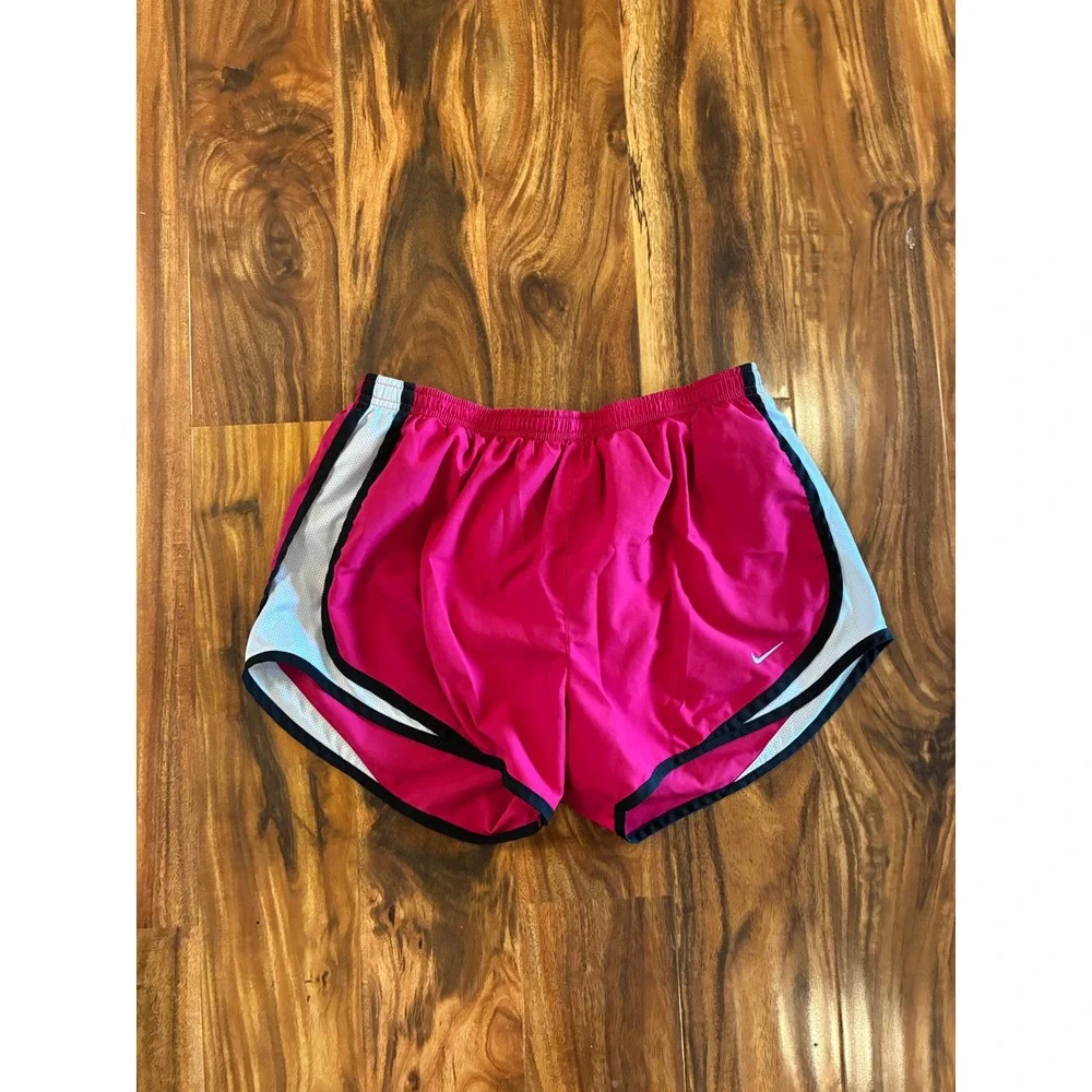 Nike Dri-FIT‎ Tempo Running Shorts Pink White Black Trim Womens Medium